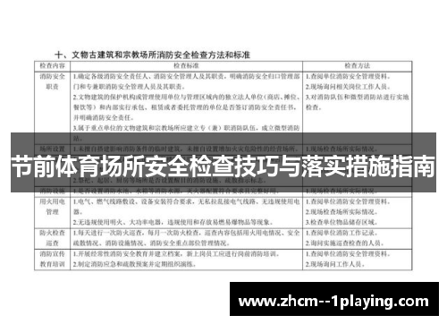节前体育场所安全检查技巧与落实措施指南 节前体育场所安全检查技巧与落实措施指南