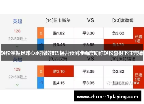 轻松掌握足球心水指数技巧提升预测准确度助你轻松赢得下注竞猜